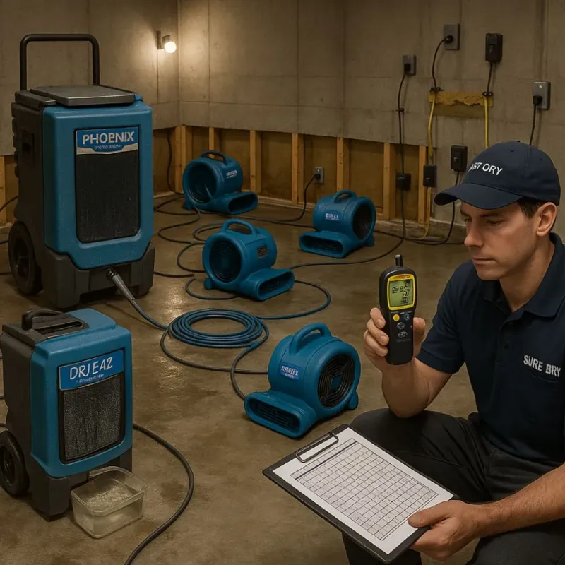 Structural Drying and Dehumidification process in Peosta, IA